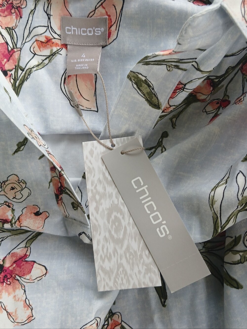 NWT Chicos Blue Floral Blouse Summer Shirt Top Sz Chicos 4 Sz Womens 2X - Picture 10 of 10